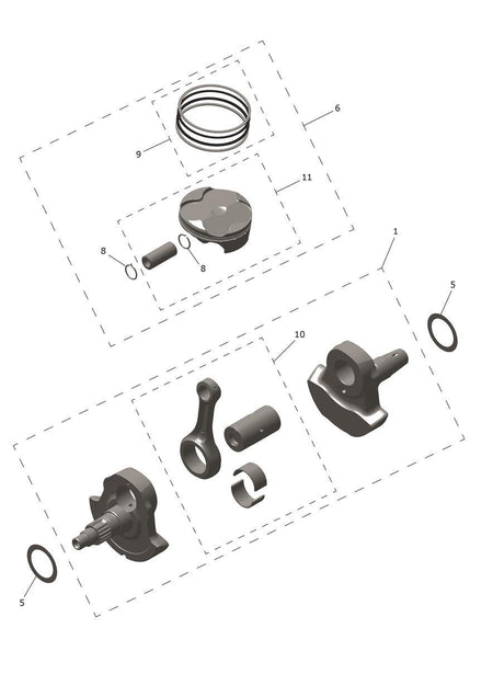 Kliková hřídel komplet — rozkres Triumph, číslo dílu T1105006