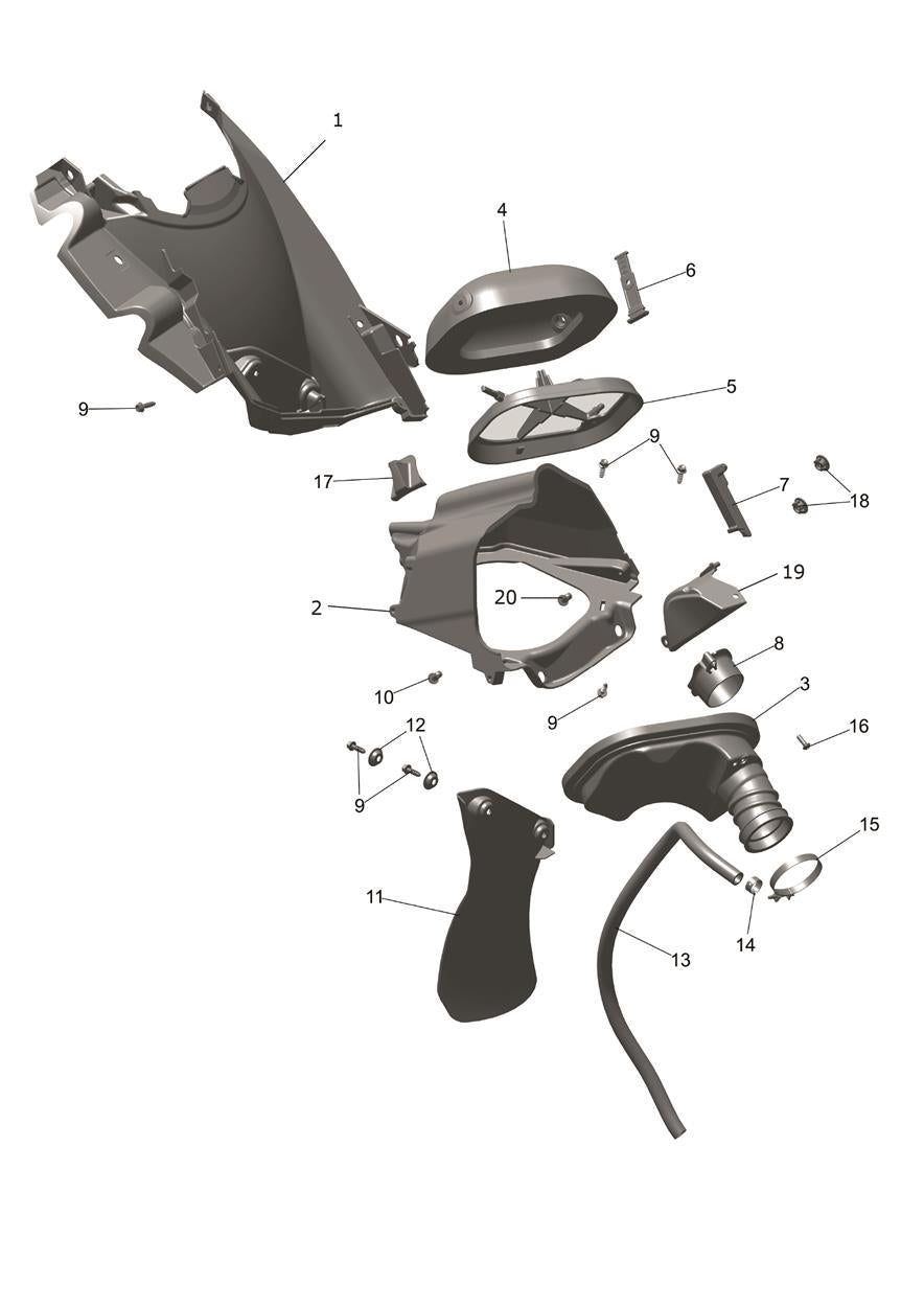 Airbox přední — rozkres Triumph, číslo dílu T2205737