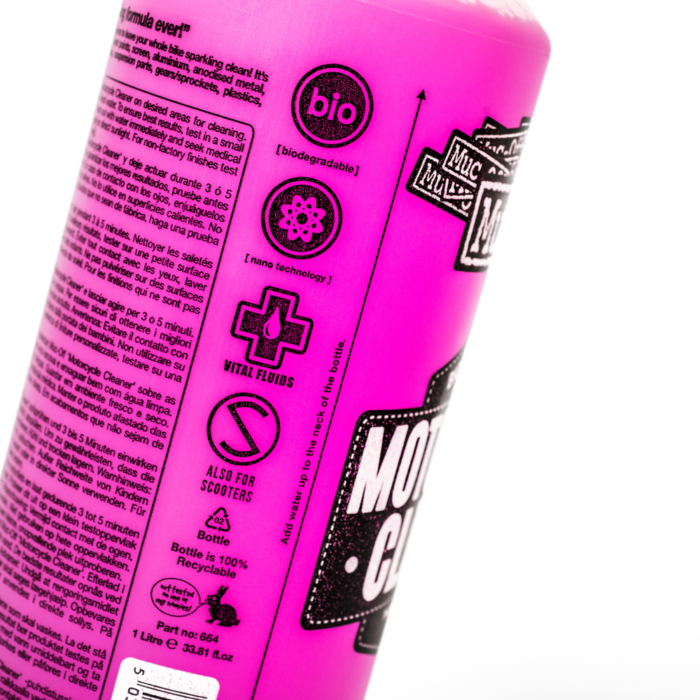 Muc-Off 664-CTJ - Biologicky odbouratelný nanotechnologický čistič motocyklů s rozprašovačem - 1l - Nano Tech čistič motocyklů